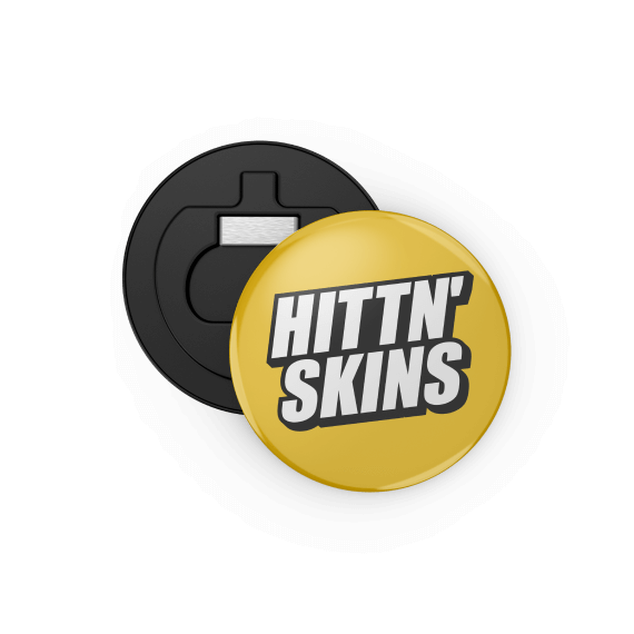 a gold version of a magnet with hittn skins logo